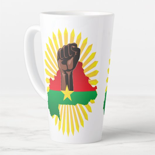 Burkina Faso kaart, vlag en revolutie vuist Latte Mok (Linkerhoek)