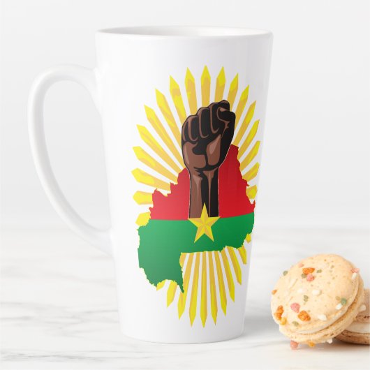 Burkina Faso kaart, vlag en revolutie vuist Latte Mok (In situ)