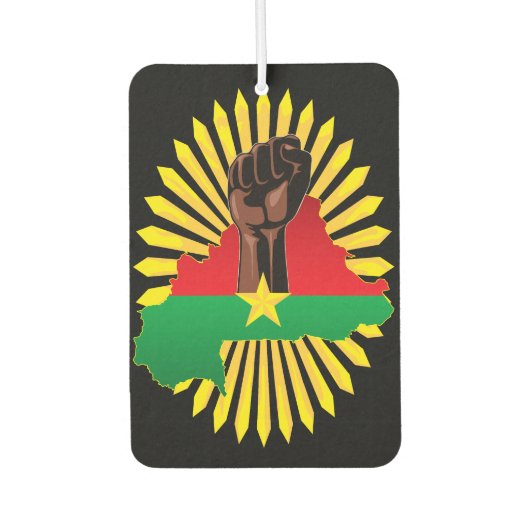 Burkina Faso kaart, vlag en revolutie vuist Luchtverfrisser (Voorkant)