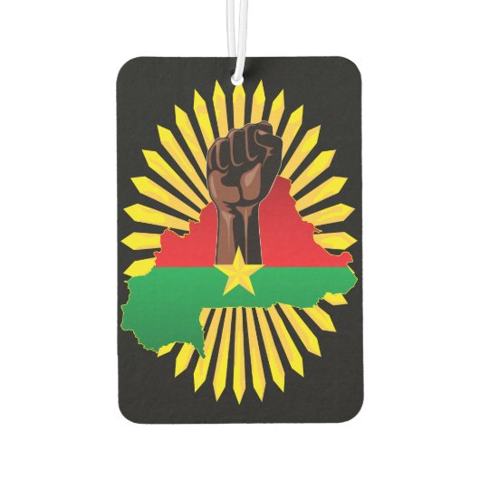 Burkina Faso kaart, vlag en revolutie vuist Luchtverfrisser (Achterkant)