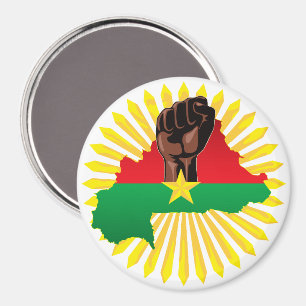 Burkina Faso kaart, vlag en revolutie vuist Magneet
