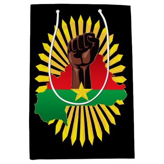 Burkina Faso kaart, vlag en revolutie vuist Medium Cadeauzakje (Voorkant)