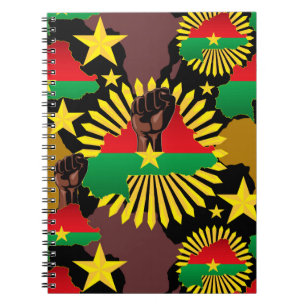 Burkina Faso kaart, vlag en revolutie vuist Notitieboek
