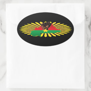Burkina Faso kaart, vlag en revolutie vuist Ovale Sticker