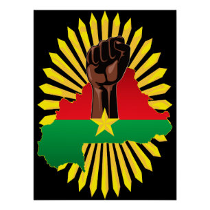 Burkina Faso kaart, vlag en revolutie vuist Perfect Poster