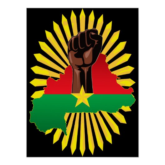 Burkina Faso kaart, vlag en revolutie vuist Perfect Poster (Voorkant)