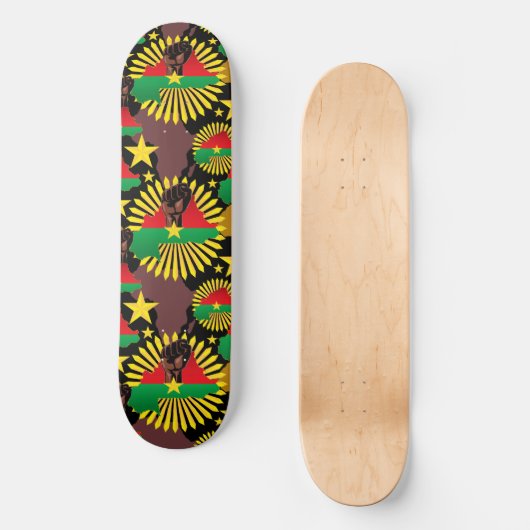 Burkina Faso kaart, vlag en revolutie vuist Persoonlijk Skateboard (Voorkant)