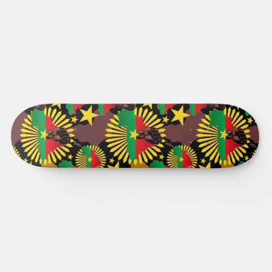 Burkina Faso kaart, vlag en revolutie vuist Persoonlijk Skateboard (Horizontaal)