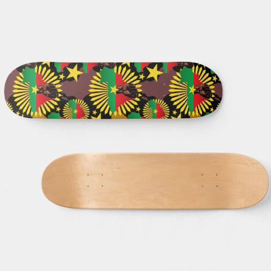 Burkina Faso kaart, vlag en revolutie vuist Persoonlijk Skateboard (Horizontaal)