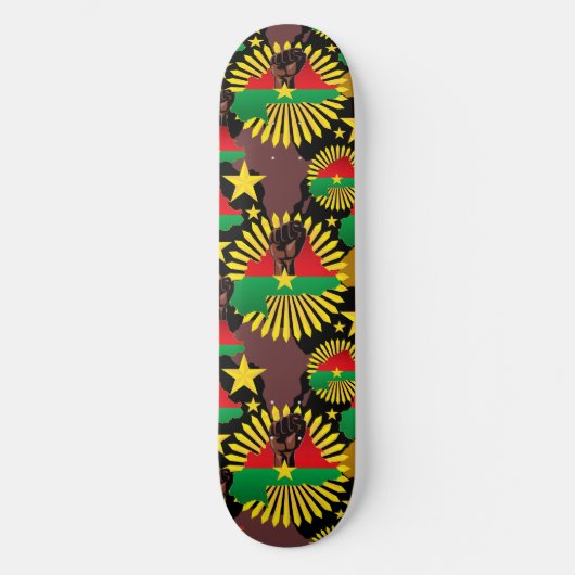 Burkina Faso kaart, vlag en revolutie vuist Persoonlijk Skateboard (Voorkant)