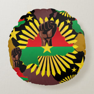 Burkina Faso kaart, vlag en revolutie vuist Rond Kussen