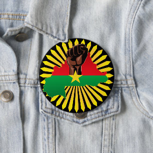 Burkina Faso kaart, vlag en revolutie vuist Ronde Button 4,0 Cm