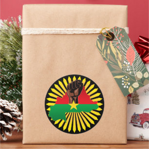 Burkina Faso kaart, vlag en revolutie vuist Ronde Sticker