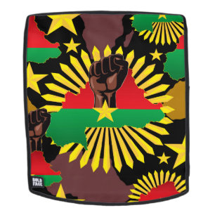 Burkina Faso kaart, vlag en revolutie vuist Rugtassen