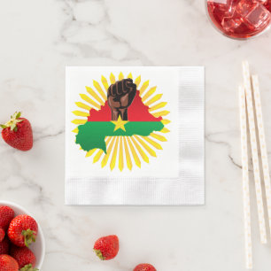 Burkina Faso kaart, vlag en revolutie vuist Servet