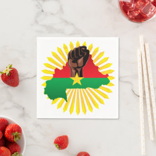 Burkina Faso kaart, vlag en revolutie vuist Servet