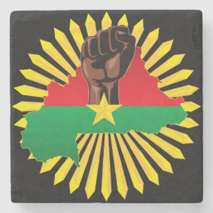Burkina Faso kaart, vlag en revolutie vuist Stenen Onderzetter