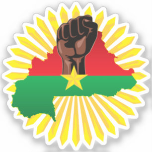 Burkina Faso kaart, vlag en revolutie vuist Sticker