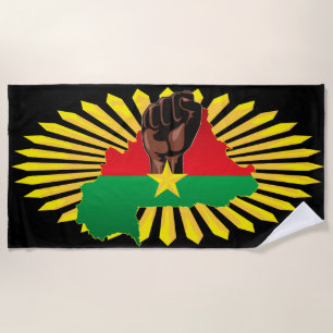Burkina Faso kaart, vlag en revolutie vuist Strandlaken