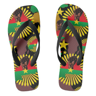 Burkina Faso kaart, vlag en revolutie vuist Teenslippers