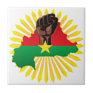 Burkina Faso kaart, vlag en revolutie vuist Tegeltje