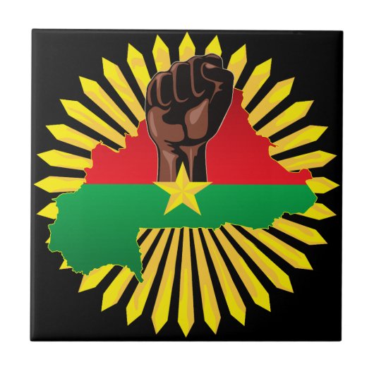 Burkina Faso kaart, vlag en revolutie vuist Tegeltje (Voorkant)