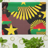 Burkina Faso kaart, vlag en revolutie vuist Theedoek (Gevouwen)