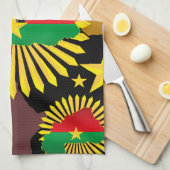 Burkina Faso kaart, vlag en revolutie vuist Theedoek (Quarter Fold)