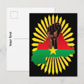 Burkina Faso kaart, vlag en revolutie vuist Uitnodiging Briefkaart (Voorkant / Achterkant)