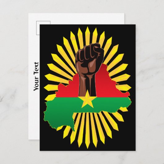Burkina Faso kaart, vlag en revolutie vuist Uitnodiging Briefkaart (Voorkant / Achterkant)