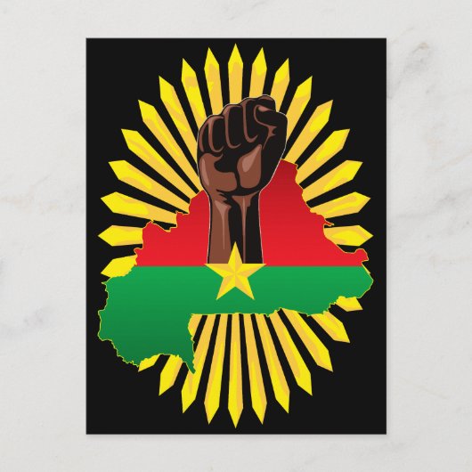 Burkina Faso kaart, vlag en revolutie vuist Uitnodiging Briefkaart (Voorkant)