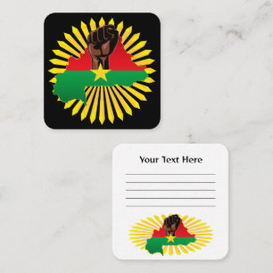 Burkina Faso kaart, vlag en revolutie vuist Vierkante Visitekaartje