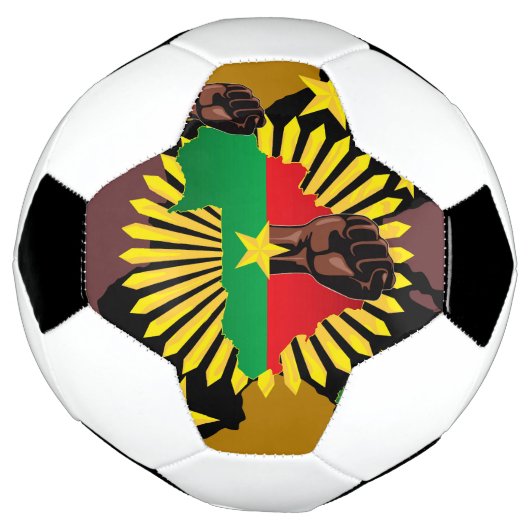 Burkina Faso kaart, vlag en revolutie vuist Voetbal (Gedraaid)