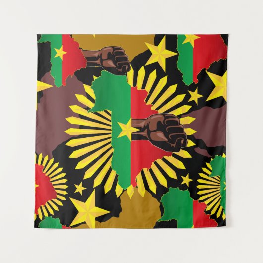 Burkina Faso kaart, vlag en revolutie vuist Wandkleed (Voorkant (horizontaal))