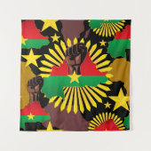 Burkina Faso kaart, vlag en revolutie vuist Wandkleed (Voorkant)