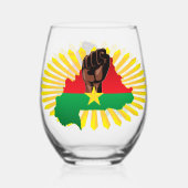 Burkina Faso kaart, vlag en revolutie vuist Wijnglas Zonder Voet (Achterkant)