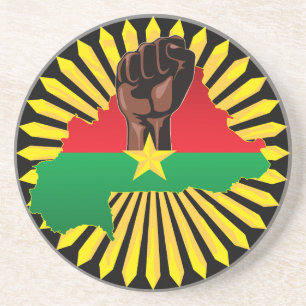 Burkina Faso kaart, vlag en revolutie vuist Zandsteen Onderzetter