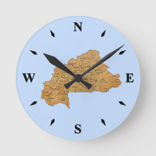 Burkina Faso Map Clock Ronde Klok