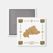 Burkina Faso Map + Flags Magnet (Voorkant / Achterkant)