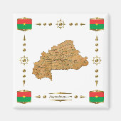 Burkina Faso Map + Flags Magnet (Voorkant)