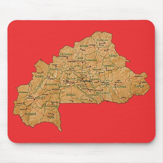 Burkina Faso Map Mousepad Muismat (Voorkant)