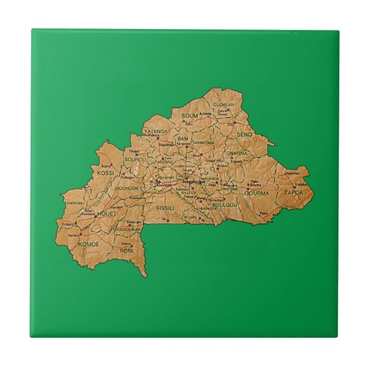 Burkina Faso Map Tile Tegeltje (Voorkant)