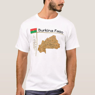 Burkina Faso Map + Vlag + Titel T-Shirt