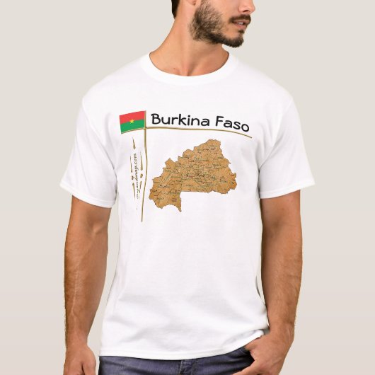 Burkina Faso Map + Vlag + Titel T-Shirt (Voorkant)