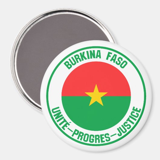 Burkina Faso Round Emblem Magneet (Voorkant / Achterkant)