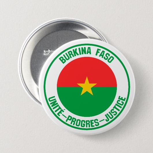 Burkina Faso Round Emblem Ronde Button 7,6 Cm (Voorkant /achterkant)