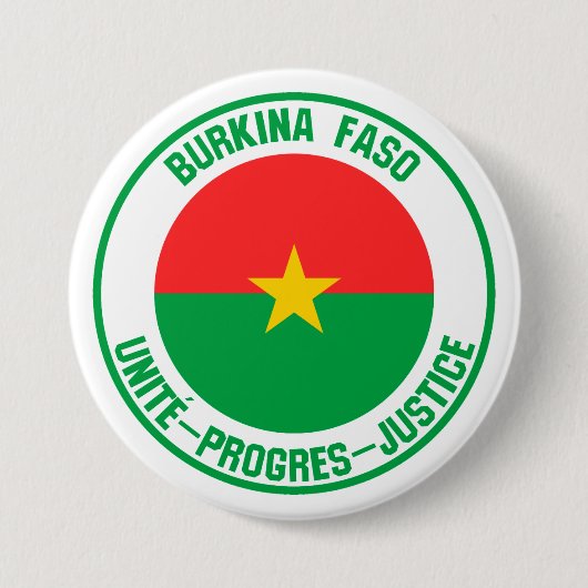 Burkina Faso Round Emblem Ronde Button 7,6 Cm (Voorkant)