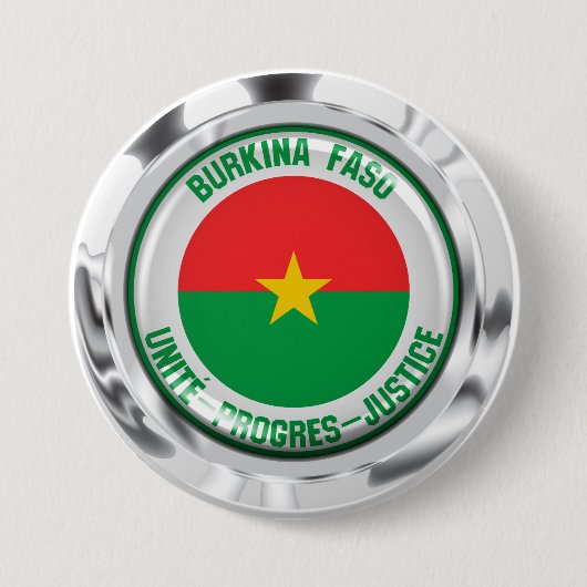 Burkina Faso Round Emblem Ronde Button 7,6 Cm (Voorkant)