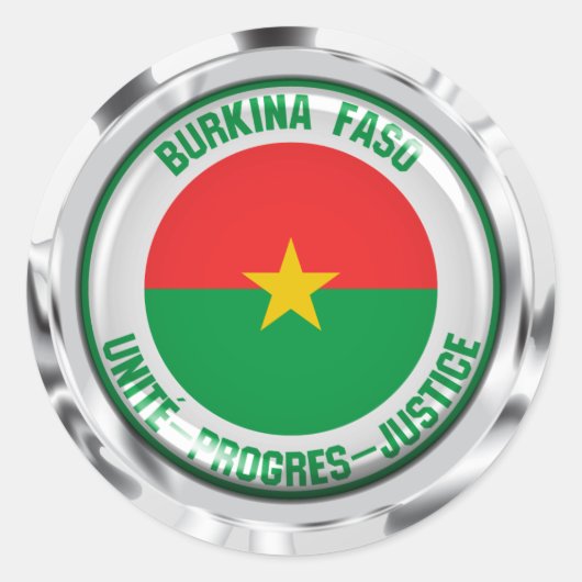 Burkina Faso Round Emblem Ronde Sticker (Voorkant)