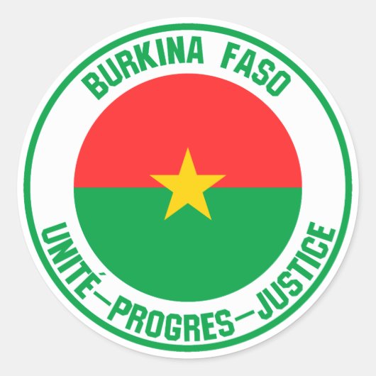 Burkina Faso Round Emblem Ronde Sticker (Voorkant)